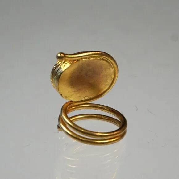 Statement Ring Open Loop Wrap With Blue Stone Inlaid Size 7.5 - Picture 2 of 11